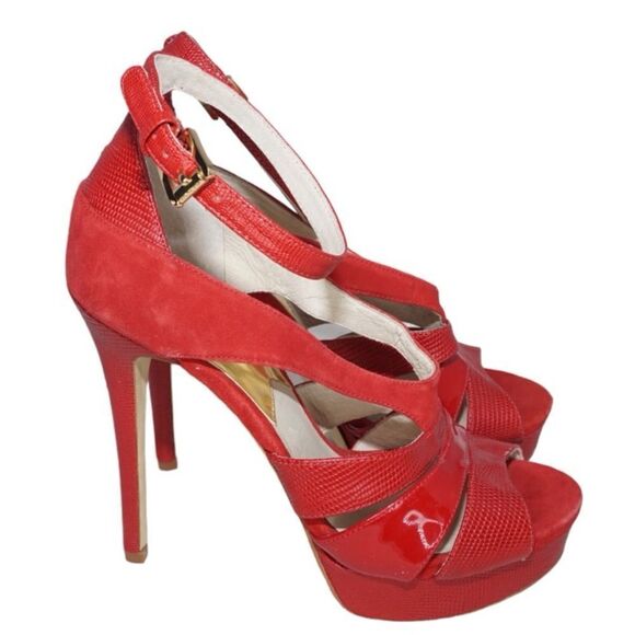 Michael Kors Red Suede Stiletto Pumps, Size 7 - Picture 8 of 11